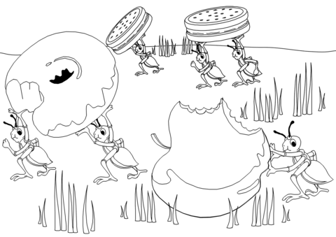 Ant Picnic Coloring Page